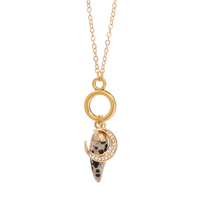 Olivenorma Bullet Crystal Zircon Moon Pendant Necklace