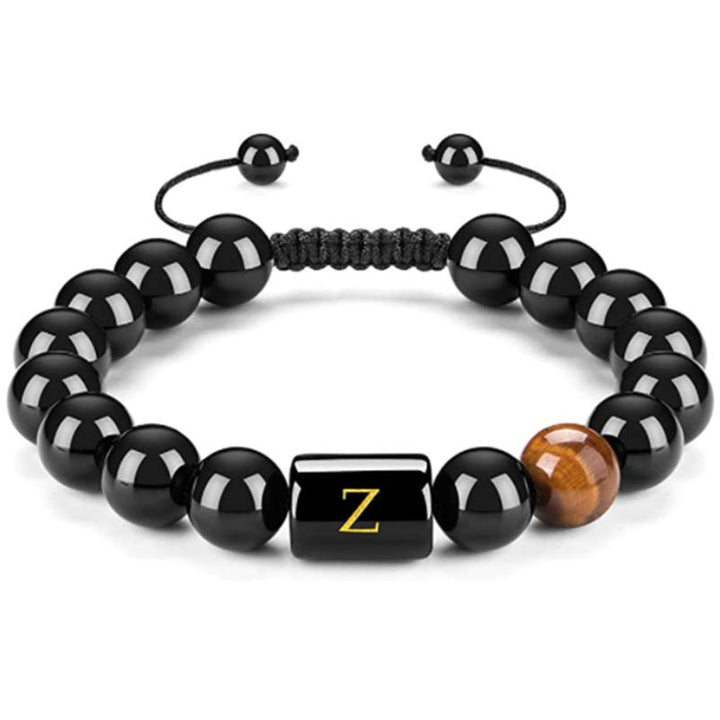 Olivenorma Tiger Eye With Black Onyx Healing Letter Bracelet