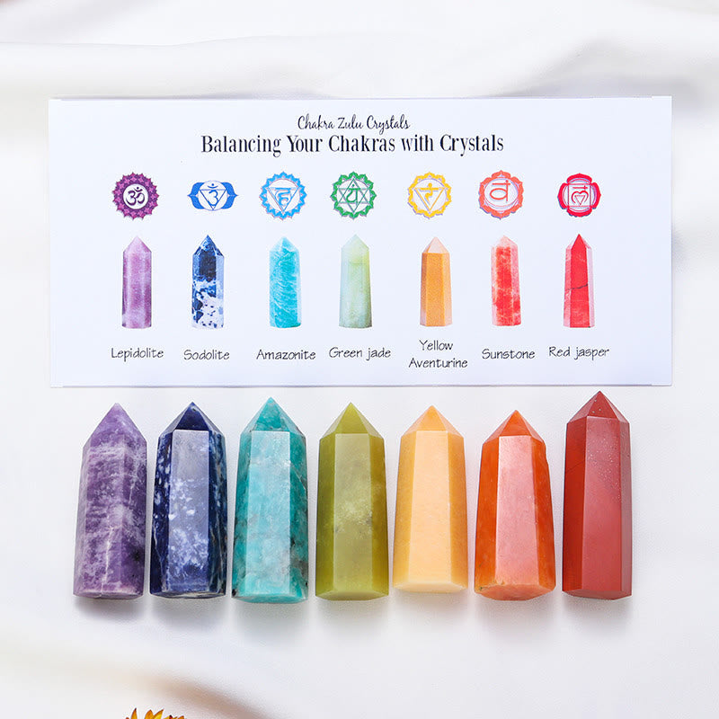 Olivenorma Chakra Raw Stone Decoration Set Crystal Wands