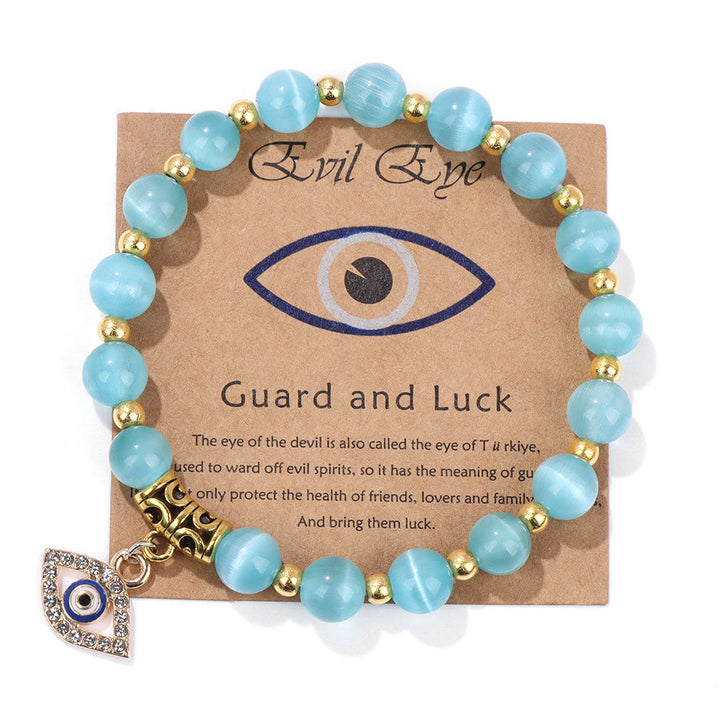 Olivenorma Natural Stone Bead Evil Eye Pendant Bracelet