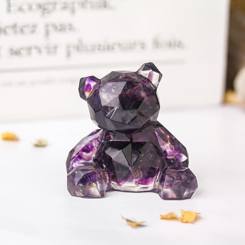 Olivenorma Mirror Sitting Bear Gemstone Decoration