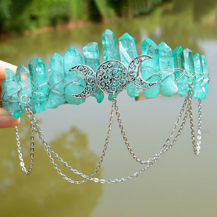 Olivenorma Cresent Moon Goddess Natural Crystal Crown