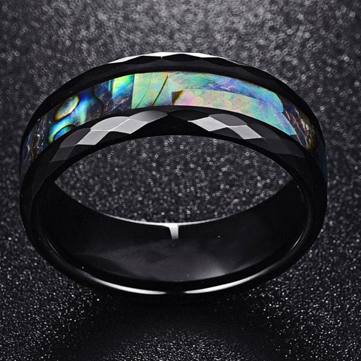 Olivenorma Koa Wood and Abalone Shell Tungsten Carbide Ring - Black #2 - 13 - image 21