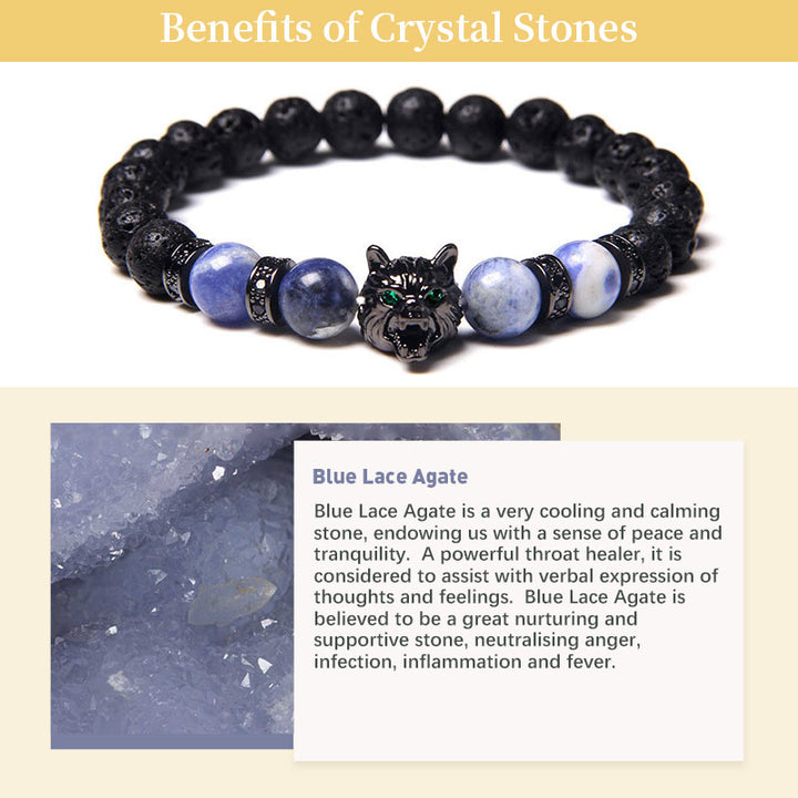 Olivenorma Blue Lace Agate Wolf Bracelet - image 3