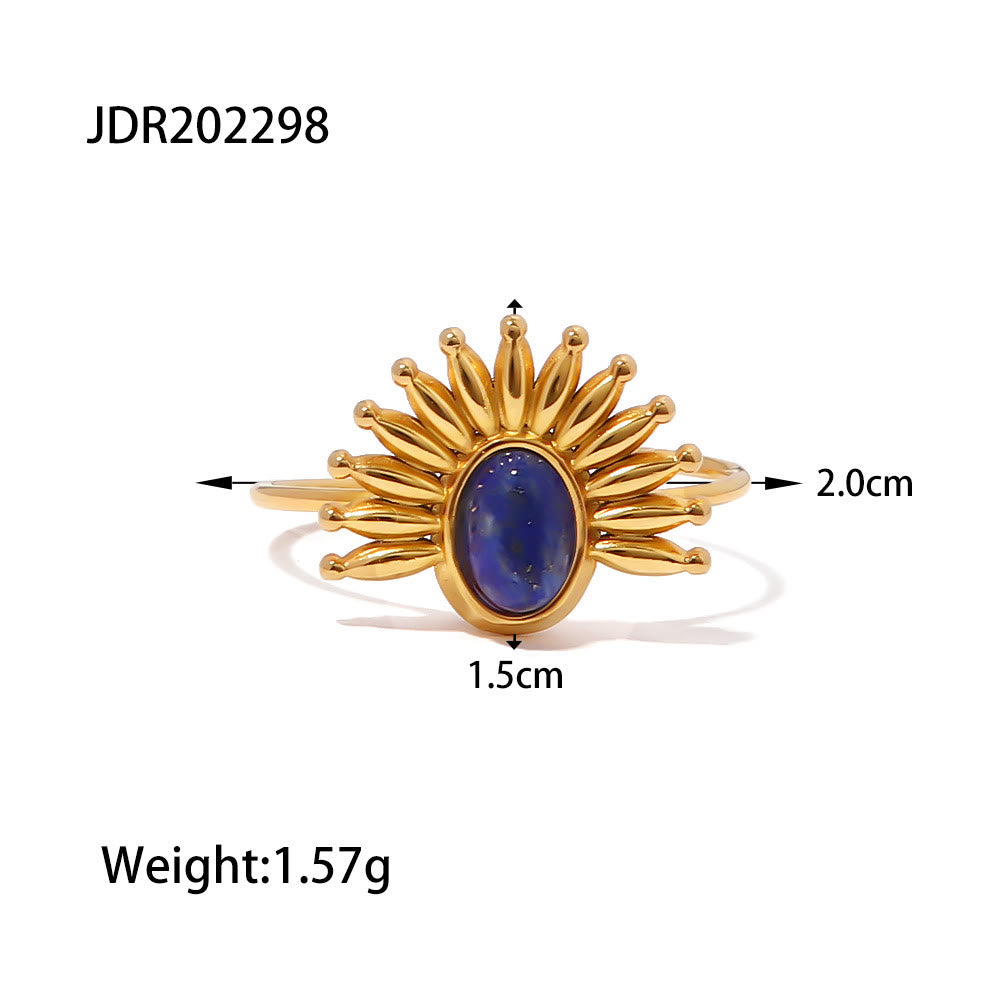 Olivenorma Lapis Lazuli 18k Gold Plated Stainless Steel Ring