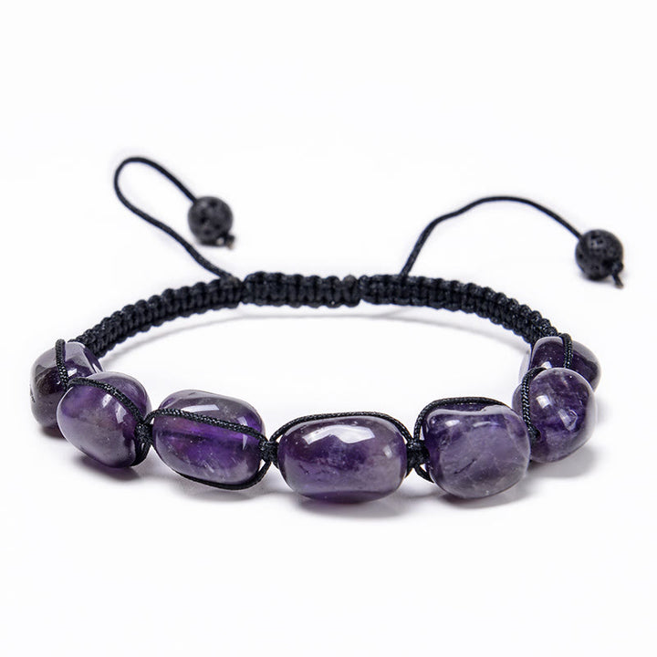 Olivenorma 7 Chakra Crystal Gemstone Bead Braided Wrap Men Bracelet  - Amethyst - image 17