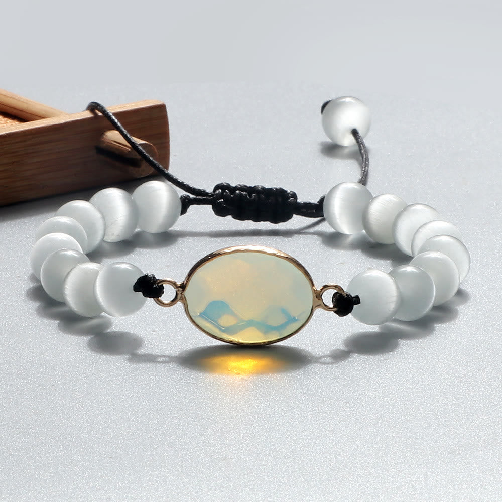 Olivenorma Cat's Eye Stone Beaded Opalite Bracelet