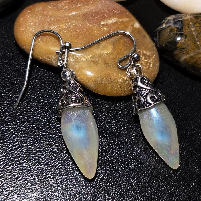 Olivenorma Pure Silver Hook Royal Style Moonstone Dangle Earrings