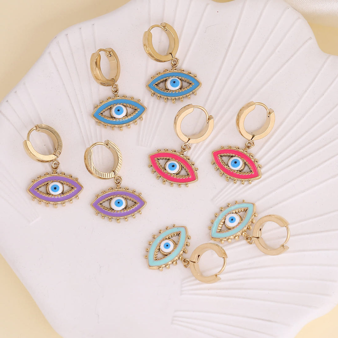 Olivenorma Color Epoxy Evil Eye Earrings - image 5