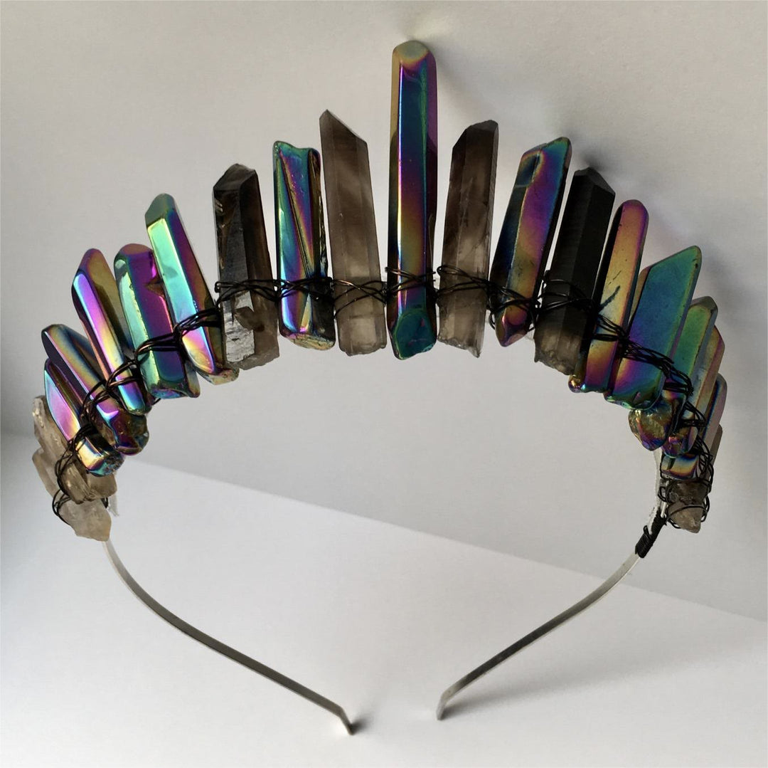 Olivenorma Labradorite Smoky Quartz Goth Witch Crystal Crown