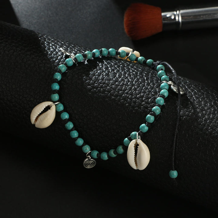 Olivenorma Natural Turquoise Beaded Shell Pendant Bracelet Anklet