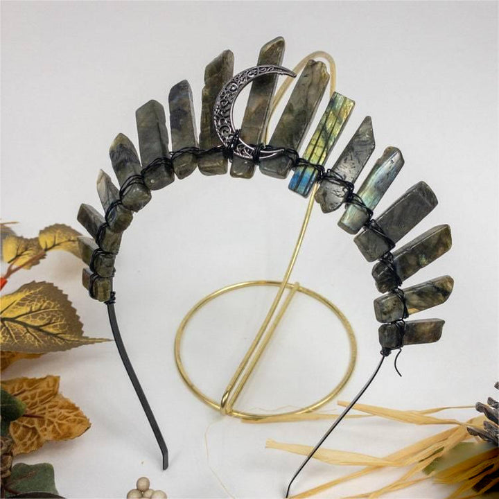 Olivenorma Natural Amazonite Labradorite Hair Accessory Headband Crystal Crown