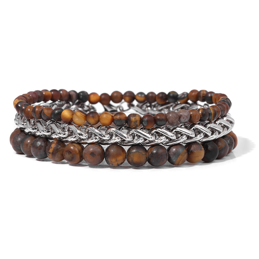 Olivenorma "Peace And Calm" Tiger Eye Bracelet Set