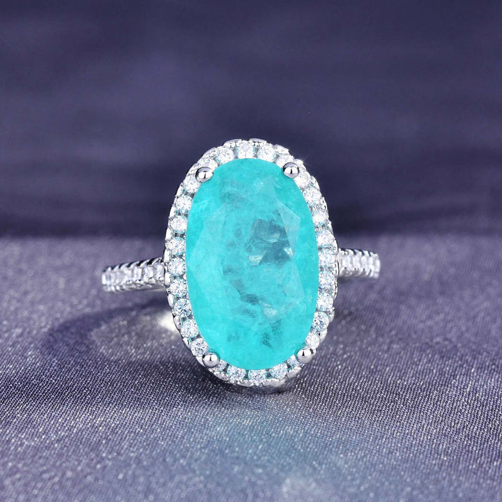 Olivenorma Large Oval Paraiba Tourmaline Adjustable Engagement Ring