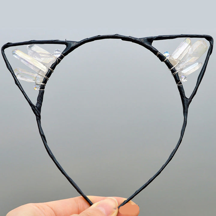 Olivenorma Electroplating Crystal Cat Ears Headband