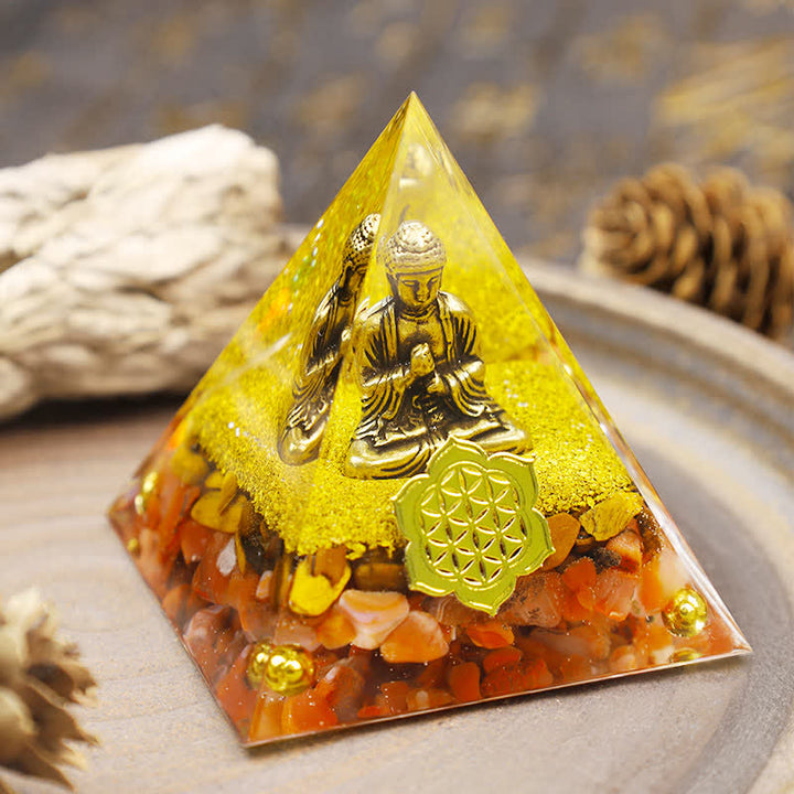 Olivenorma Red Jasper With Buddha Orgone Pyramid