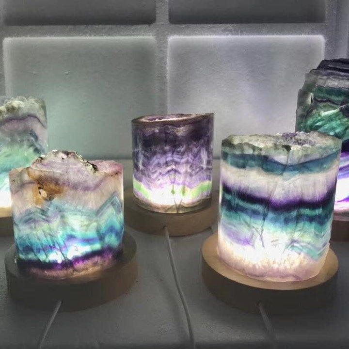 Olivenorma Natural Fluorite Cylinder Crystal Lamp