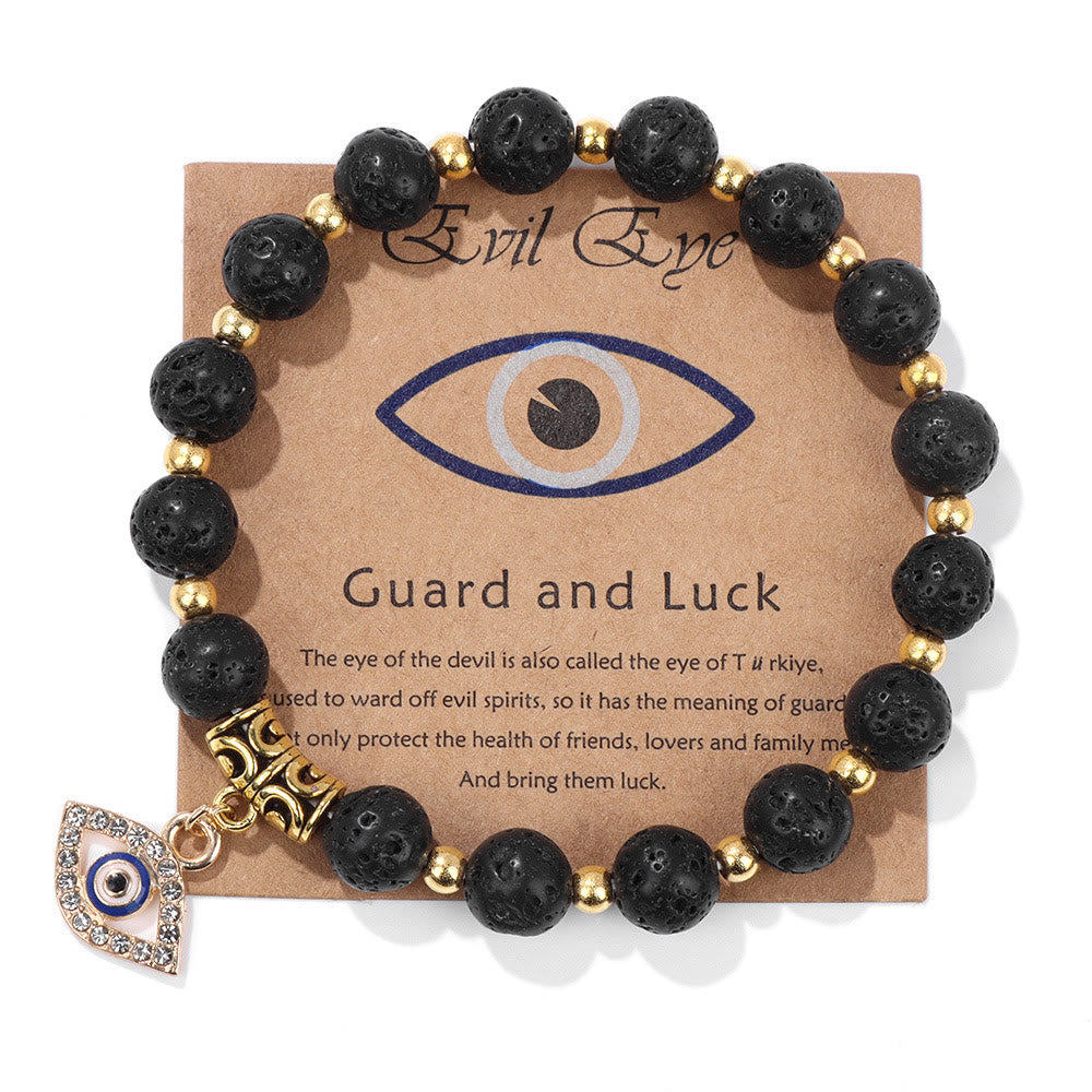 Olivenorma Natural Stone Bead Evil Eye Pendant Bracelet