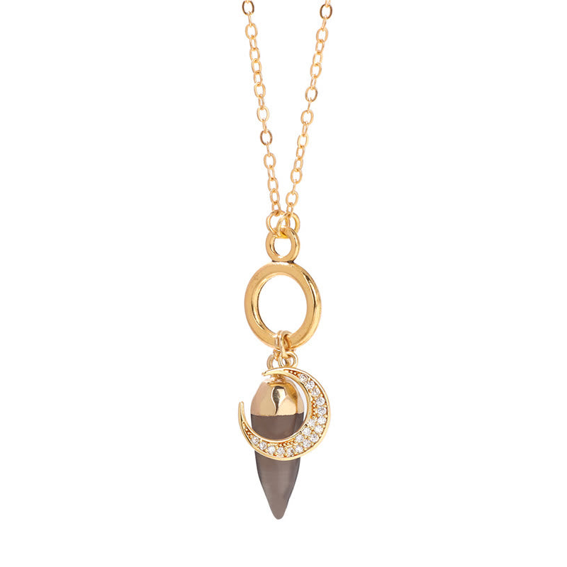 Olivenorma Bullet Crystal Zircon Moon Pendant Necklace