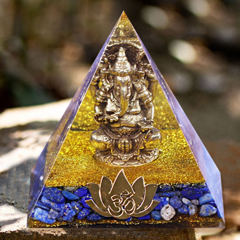 Olivenorma Lapis Lazuli With Elephant Symbol Orgone Pyramid