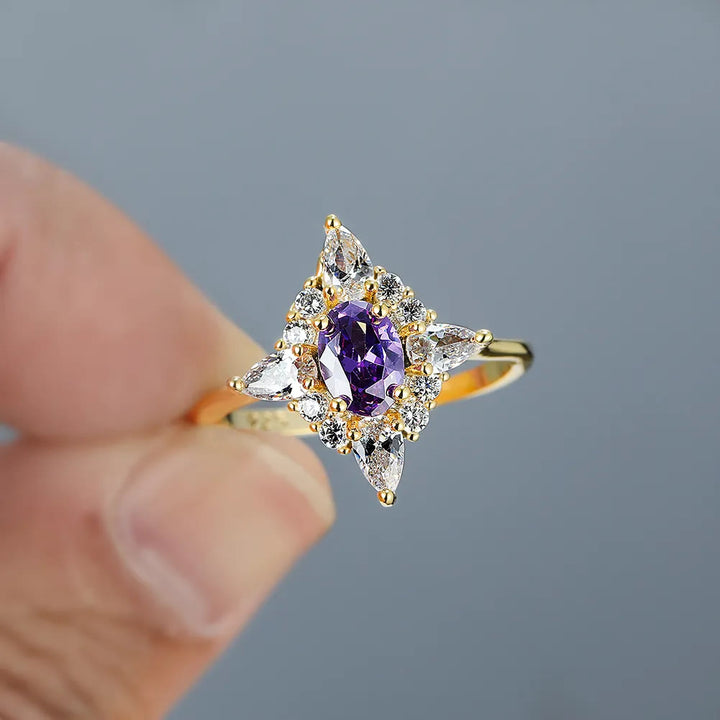 FREE Today: Elegant Amethyst with Zircon Gold Ring  - image 2