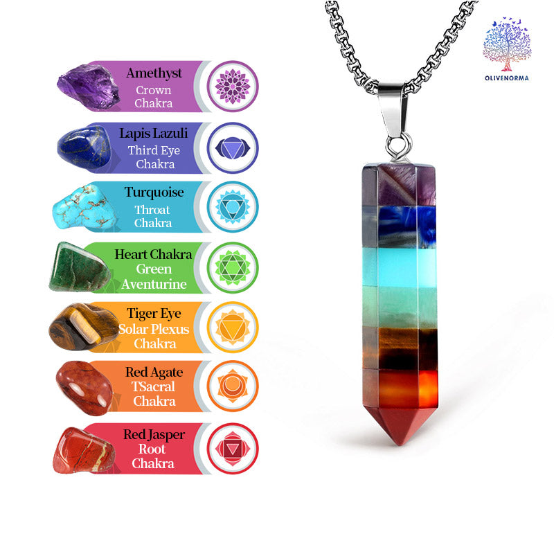 Crystal Hexagon Chakra Gemstone Necklace