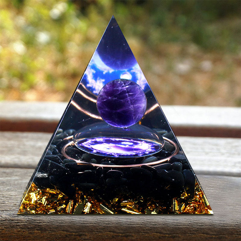 Olivenorma Black Tourmaline Amethyst Orgone Pyramid