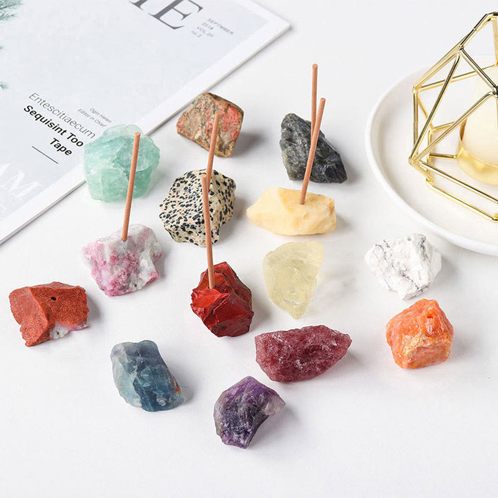 Olivenorma Crystal Raw Stone Incense Stick Holder Gemstone Decoration