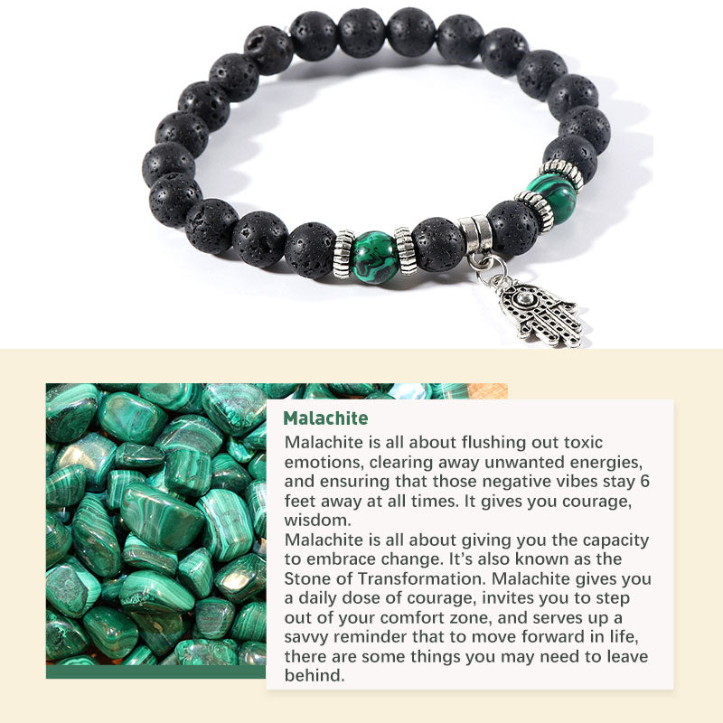 Malachite Tiger Eye Lava Stone Bracelet