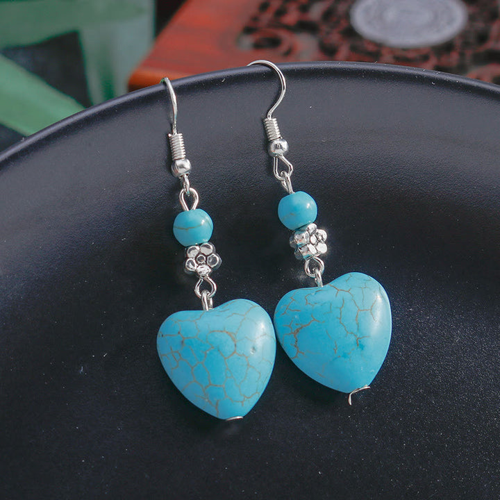 Olivenorma Turquoise Heart Drop Earrings