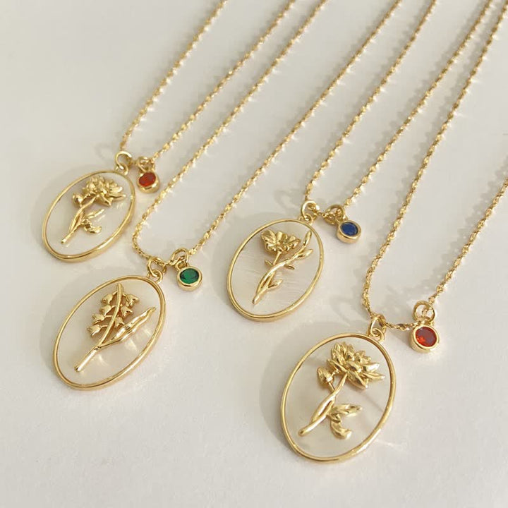 Olivenorma Birth Stone With Birth Flower Necklace - image 16