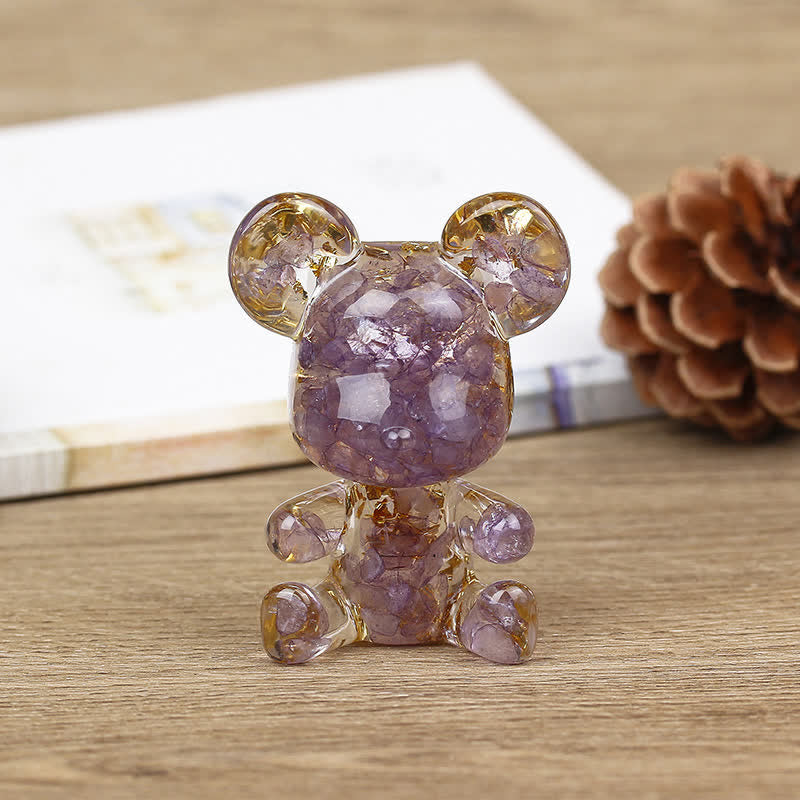 Olivenorma Cute Crystal Bear Gemstone Decoration - Amethyst+Foil - image 17