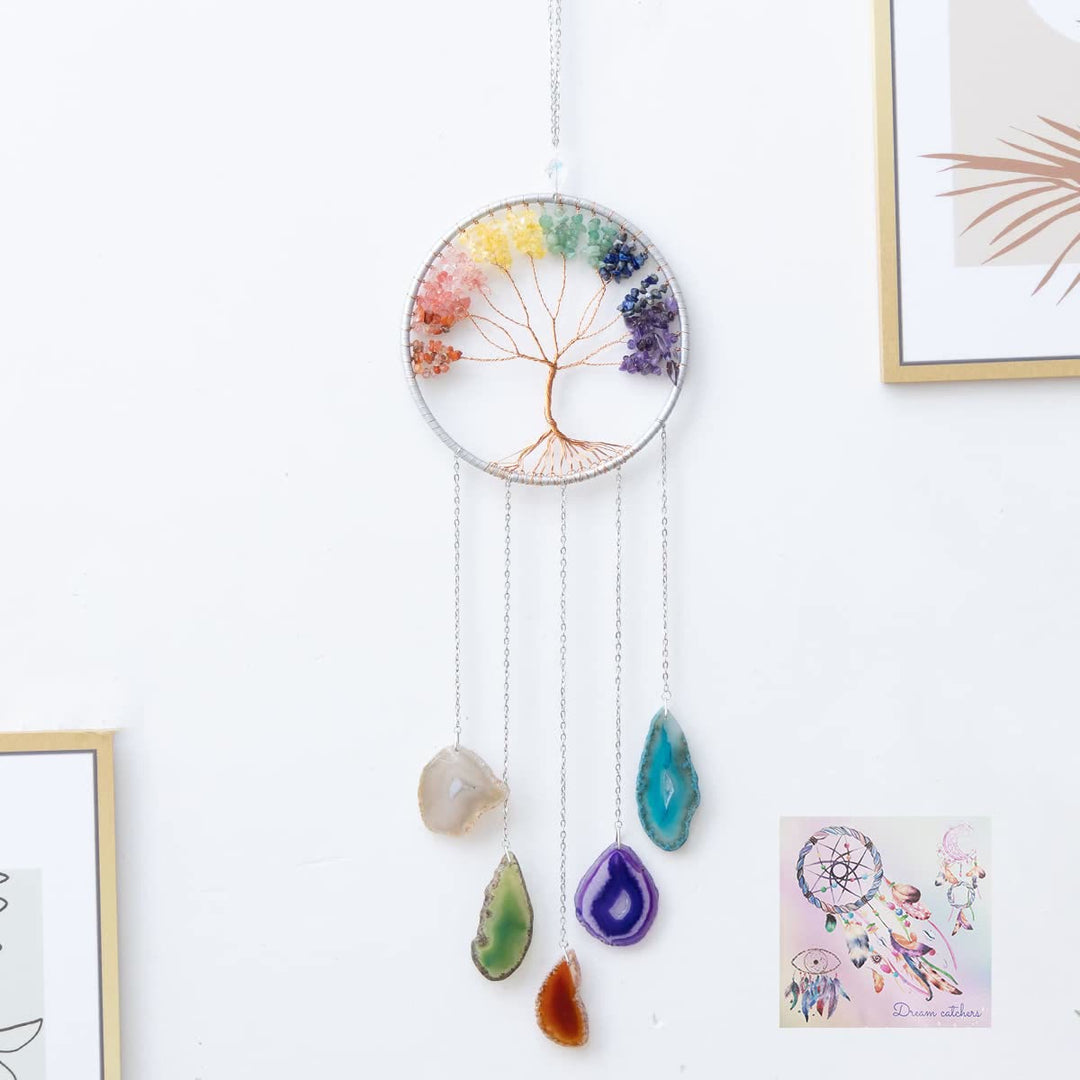 Olivenorma Chakra Agate Tree of Life Ornament Wall Decor