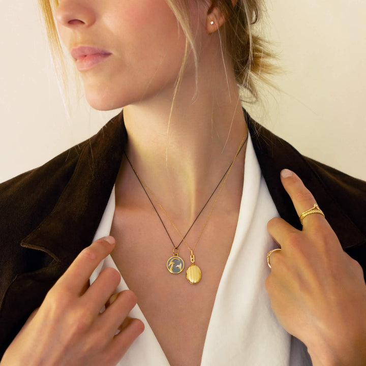 Olivenorma White Zircon Vintage Zodiac Stainless Steel 18k Necklace