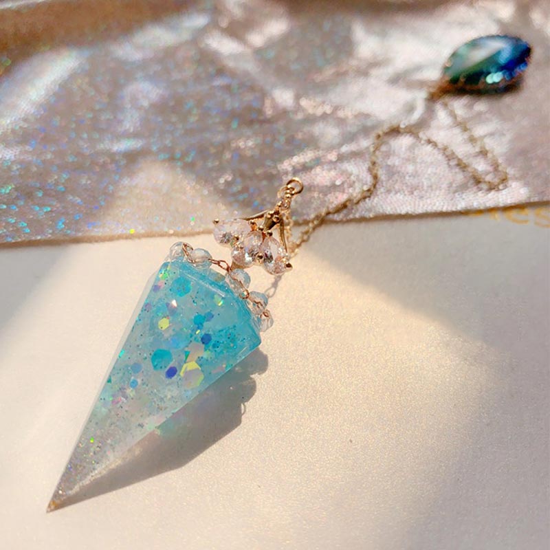 Olivenorma Clear Crystal Healing Orgone Pendulum