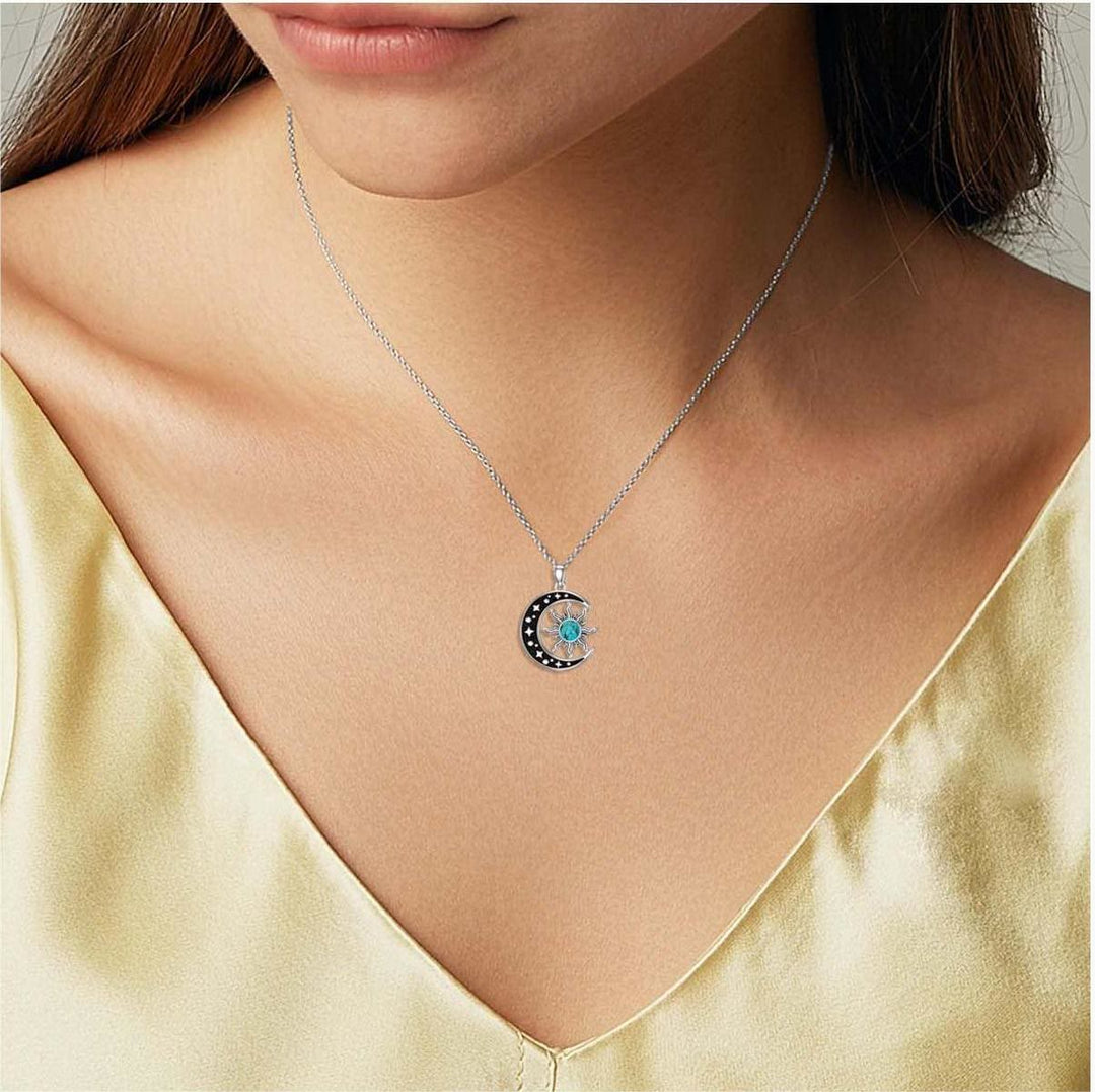 Olivenorma Turquoise Moon Sun Pendant Necklace