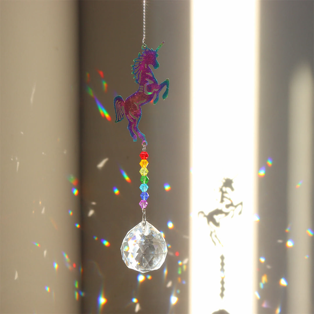 Olivenorma Clear Crystal Hanging Chakra Beads Wind Chime Suncatcher - Colored Horse - image 42