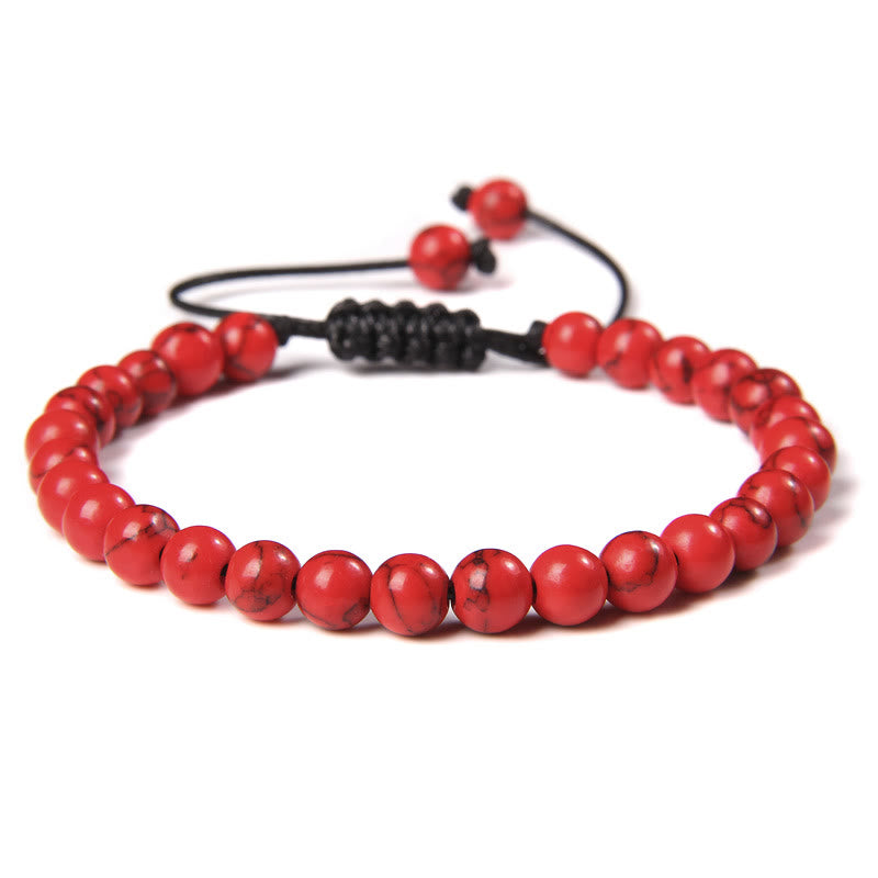 Olivenorma Natural 6mm Stone Beads Braided Wrap Bracelet