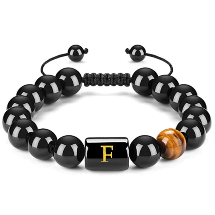 Olivenorma Tiger Eye With Black Onyx Healing Letter Bracelet