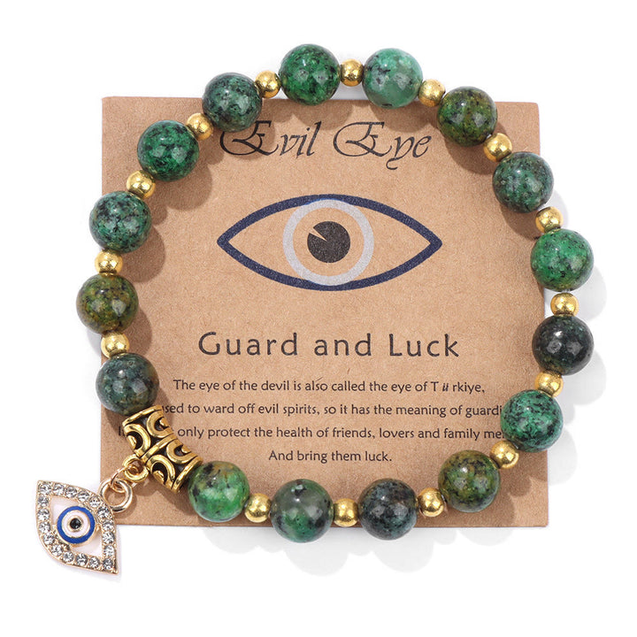 Olivenorma Natural Stone Bead Evil Eye Pendant Bracelet