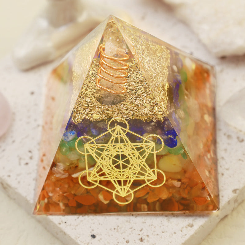 Olivenorma Chakra Metatron's Cube Healing Orgone Pyramid