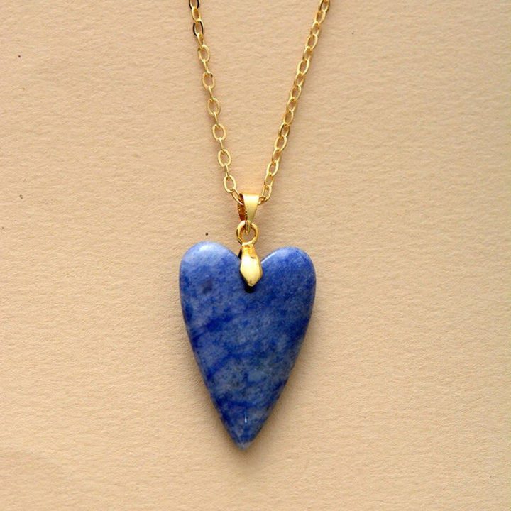 Olivenorma Healing Crystal Heart Pendant Necklace