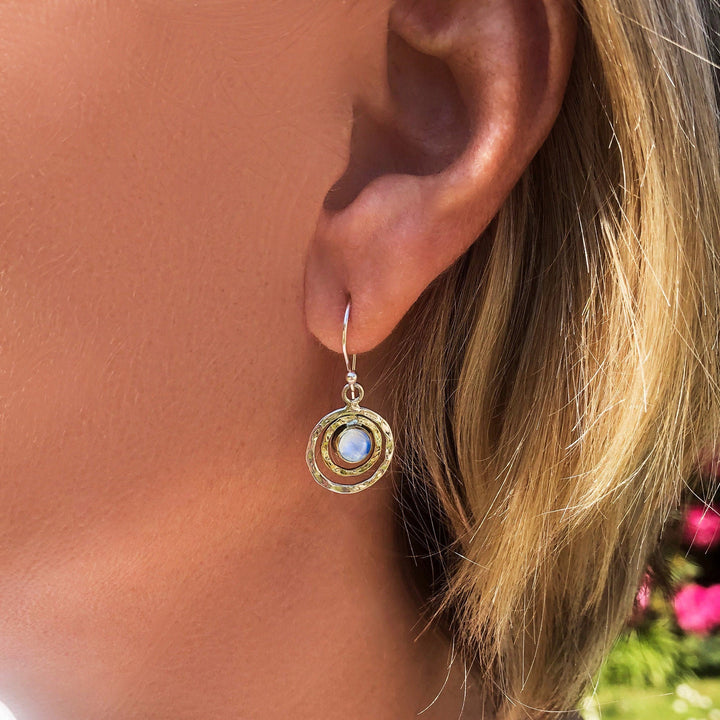 Circular Cutout Earrings with Gemstones