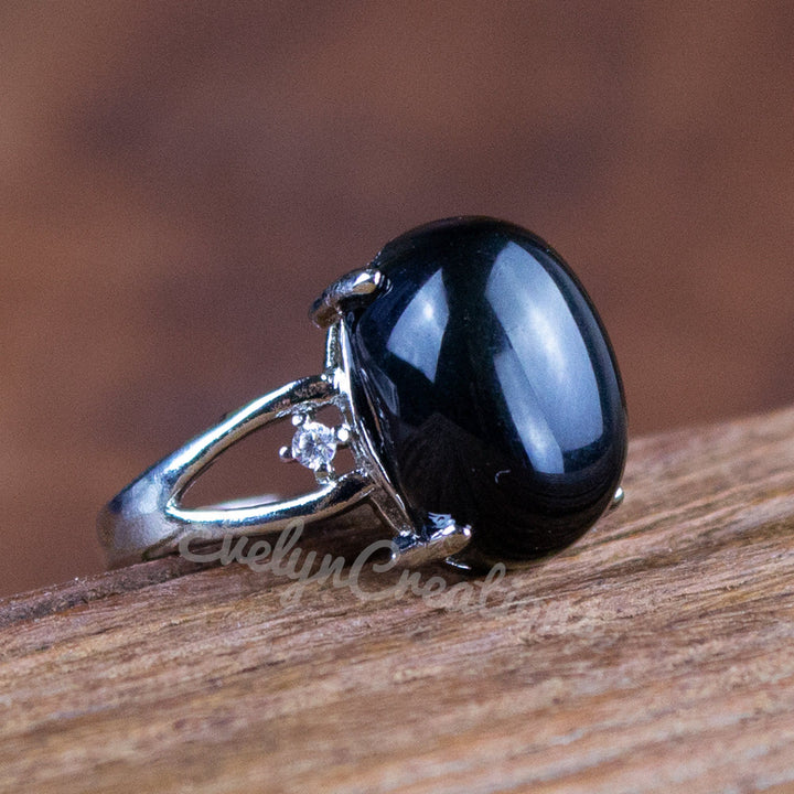 Olivenorma"Spiritual Protection" Natural Obsidian Ring