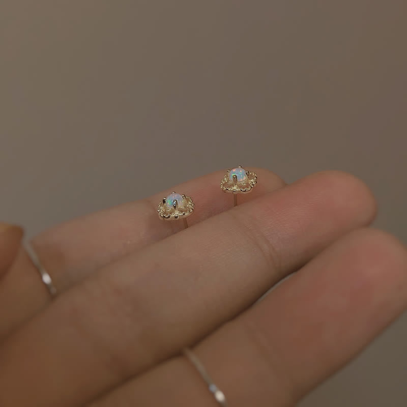 Olivenorma Delicate Vintage Opal Rhombic Earrings