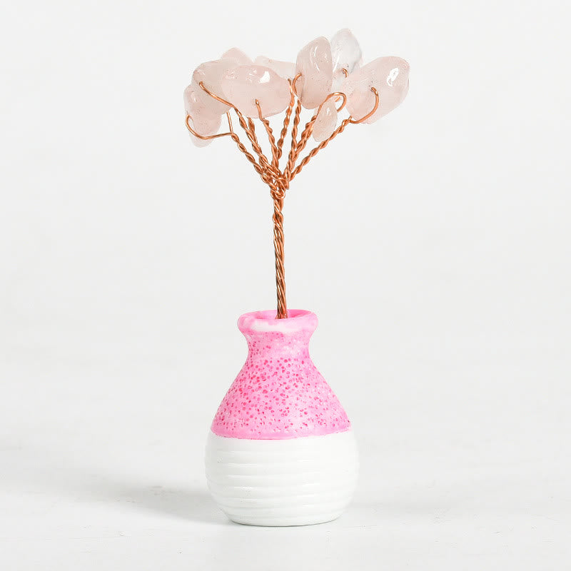 Olivenorma Crystal Tree of Life Pink Vase Gemstone Decoration - image 6