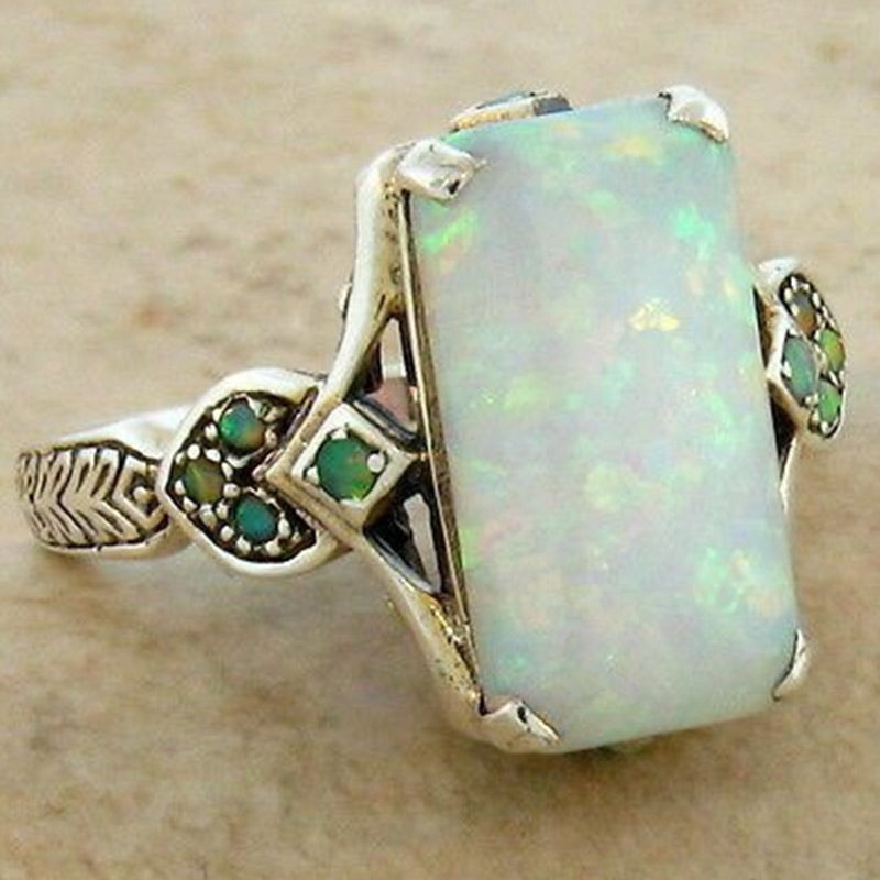 Olivenorma Opal Bridal Square Orgone Ring