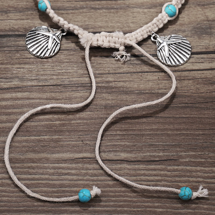 Olivenorma Turquoise Starfish Wave Charm Bracelet Anklet