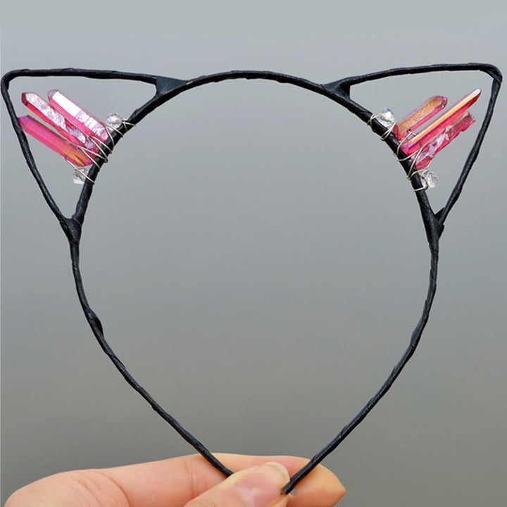 Olivenorma Electroplating Crystal Cat Ears Headband