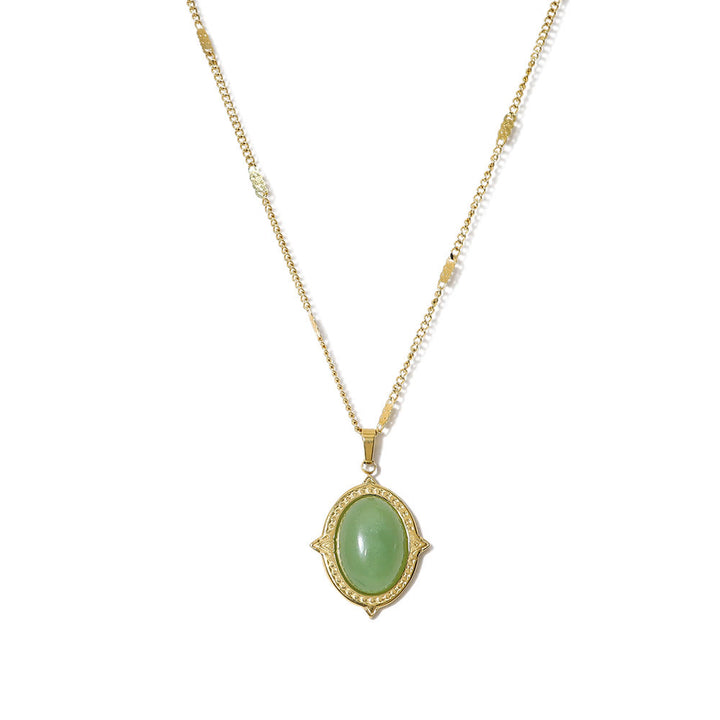Olivenorma Oval African Turquoise Green Pendant Necklace - image 7